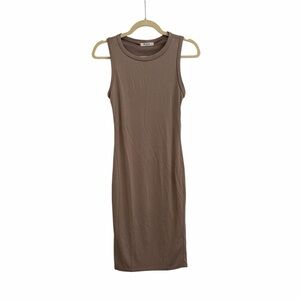 Wilfred Sleeveless Midi Dress in Taupe Brown